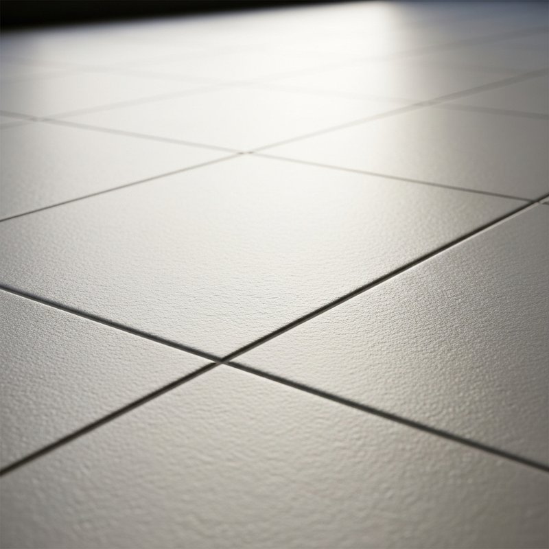 Plain white Ceramic tile flooring